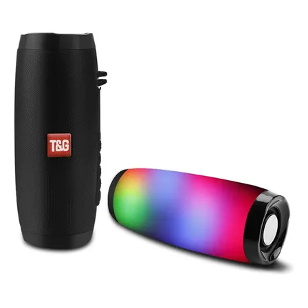 Parlante Bluetooth Portátil Con Radio Fm Subwoofer Y Luz Led Negro
