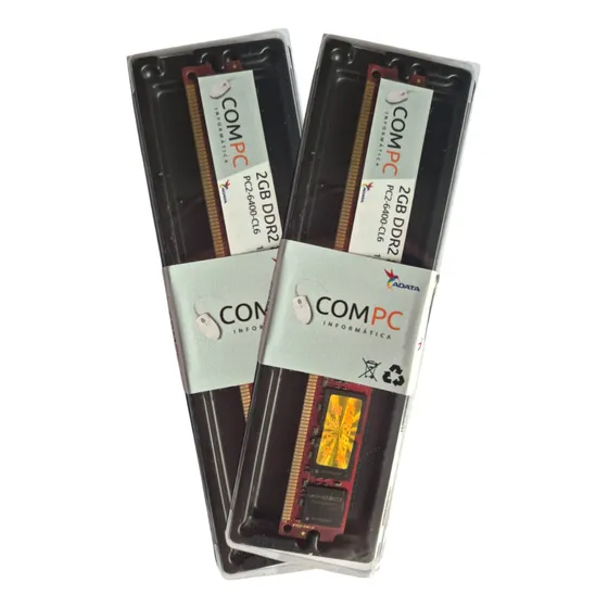 Kit 2 Memória Ram Ddr2 2gb (2x2gb = 4gb) Adata 800mhz Veloz