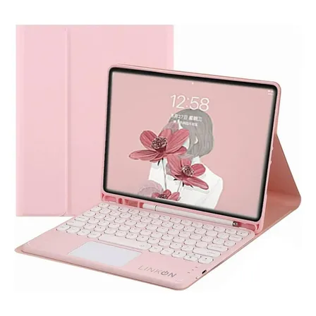 Carcasa Funda Teclado Para iPad Tablet Linkon iPad 7ma gen 2019 iPad 8va gen 2020 iPad 9na gen 2021 10.2"" Pink