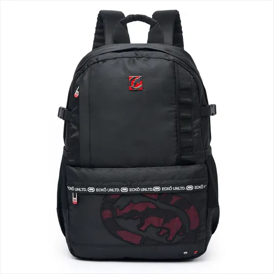 Mochila Masculina Ecko Grande Resistente Moderna Casual Para Faculdade Passeio Dia a Dia e Trabalho Cor Preto e Vermelho Reforçada