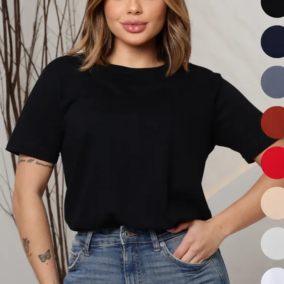 Blusa Feminina Básica Tshirt Camiseta 100% Algodão Premium