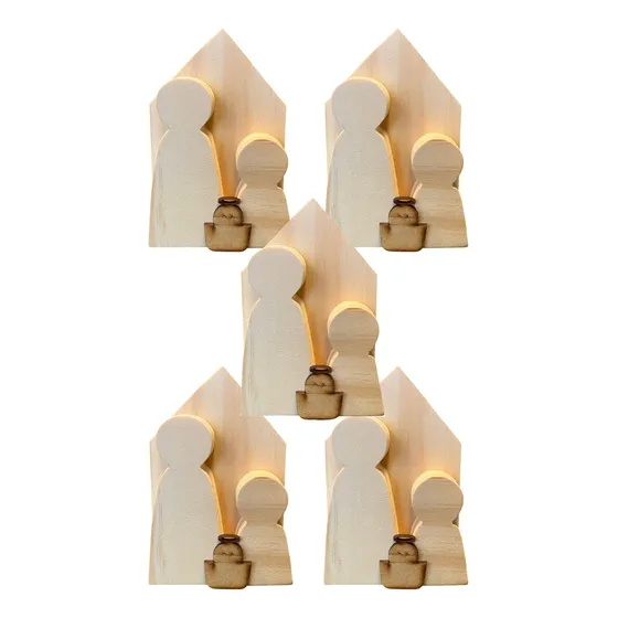 Pack X5 Pesebres Madera Natural 4 Piezas Proyectarte