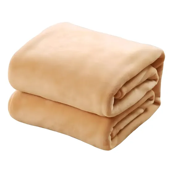 Frazada 2 Plazas Unicolor Polar Liso Color Beige