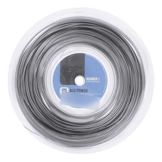 Cuerda enrollable Luxilon Alu Power, 16 l, 1,25 mm, color plateado, 200 metros
