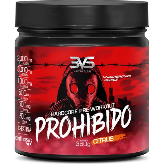 Prohibido antes del entrenamiento con creatina y beta alanina 360 g - Sabor: cítrico