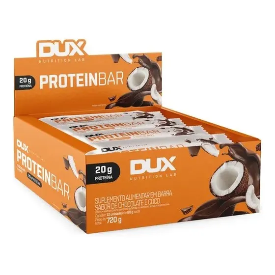 Protein Bar 60g Caixa 12 Un - Dux Nutrition Sabor Chocolate e Coco