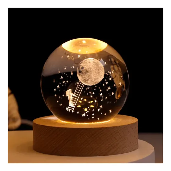 Luz De Noche Esfera De Cristal 3d Led Usb Mucho Modelos Disp