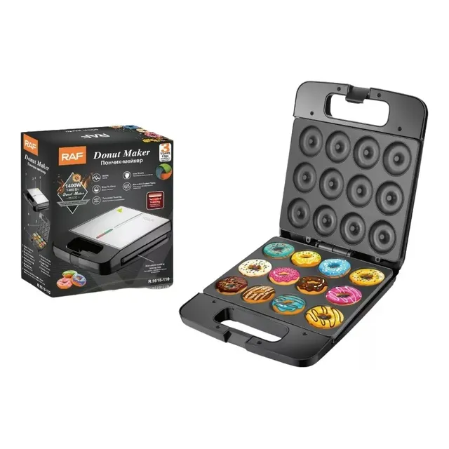 Máquina De Mini Donas Raf 12 Puestos 1400w Antiadherente