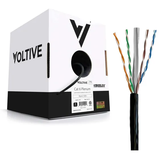 Voltive Cat6 Plenum Cmp 500 Pie Negro Cable Ethernet Utp