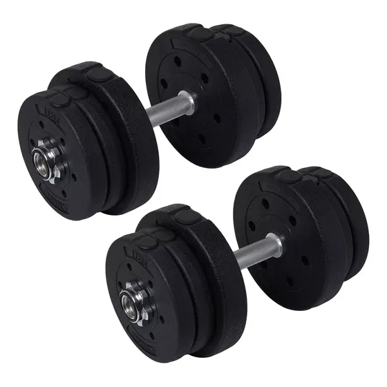 Kit Mancuernas Macizas A Rosca + 20 Kg en 8 Discos de 1.25 Kgs y 4 de 2.5 Kgs