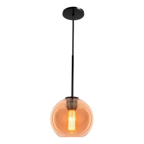 Lampara Techo Esfera Colgante Vidrio Soplado Ambar Elegante Amarillo