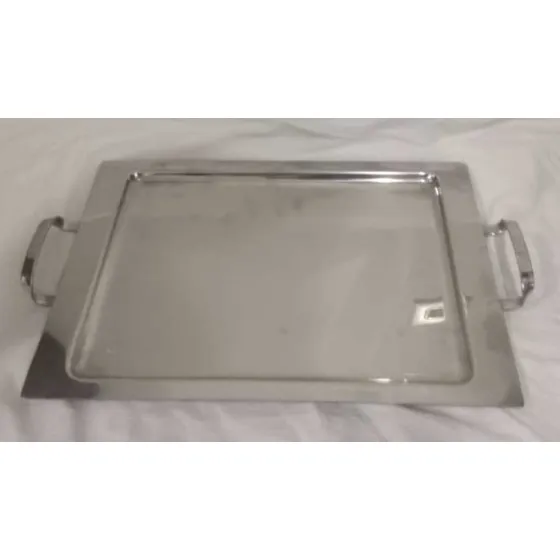 Bandeja De Acero Inoxidable Con Asas 45largo X Ancho29cm
