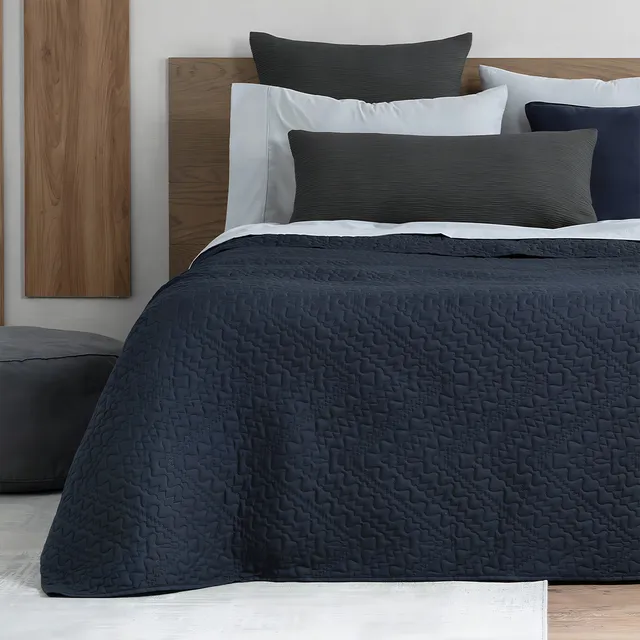 Colcha Individual Real Textil Edredón Ligero - 1 Pieza Color Azul oscuro Diseño de la tela Liso