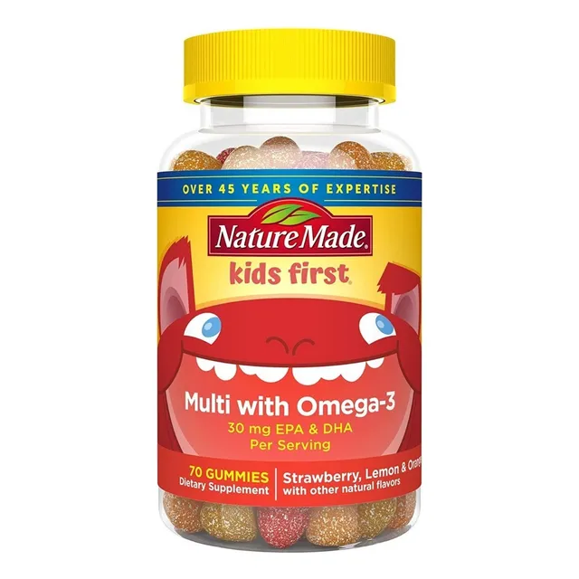 Nature Made Kids First Multivitaminico + Omega 3 Sabor fresa limon y naranja