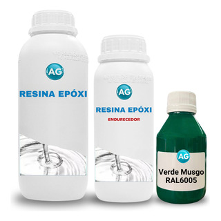 Resina Epóxi 1kg + Cor Sólida Verde Musgo Ral 6005 Ag Resina Epóxi 1kg + Cor Sólida Verde Musgo Ral 6005 Ag