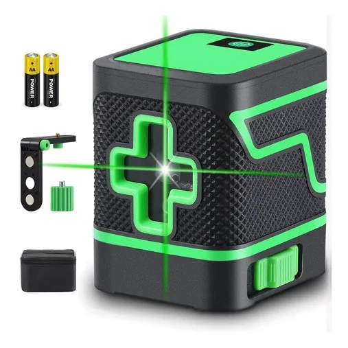 Nivel láser de líneas Fnbrli YC0238-2 25m autonivelante 360 ° Nivel láser verde 2 líneas línea Cruzada Verdelínea De Cruz Verde Para Exteriores PwrTools