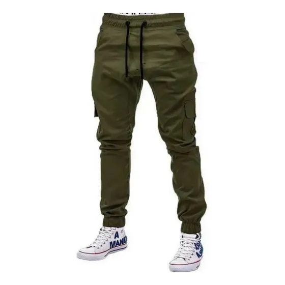 Pantalones Cargo Hombre Gabardina Bolsillos Jogger Jogging