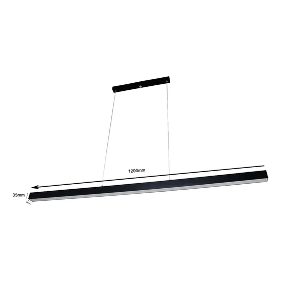 Luminaria Lustre Pendente Retangular Led Integrado 50w 115cm Cor Preto- luz neutra 4000K 127V/220V