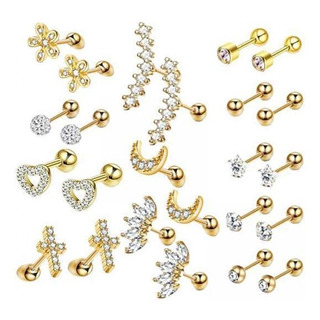 2x24pcs Stud Pendientes Set Flatback Gifts Barbell Para 2x24pcs Stud Pendientes Set Flatback Gifts Barbell Para