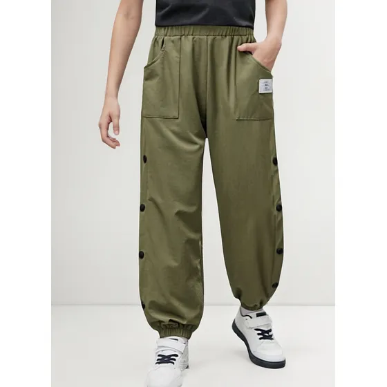 Pantalones Jogger De Cintura Elástica Con Botones Para Niño.