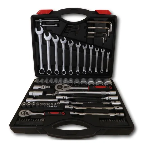 Caja Herramienta 77 Piezas Dados Llaves Mecanica Rache 1/2