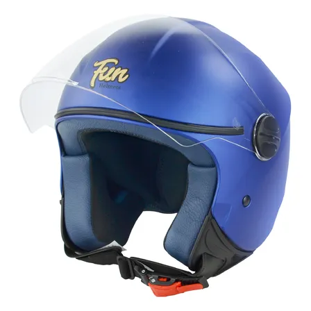 Capacete Moto Aberto Taurus Fun Rebel Azul Fosco Viseira 2mm Azul-marinho Lisa Brilhante 60 Rebel
