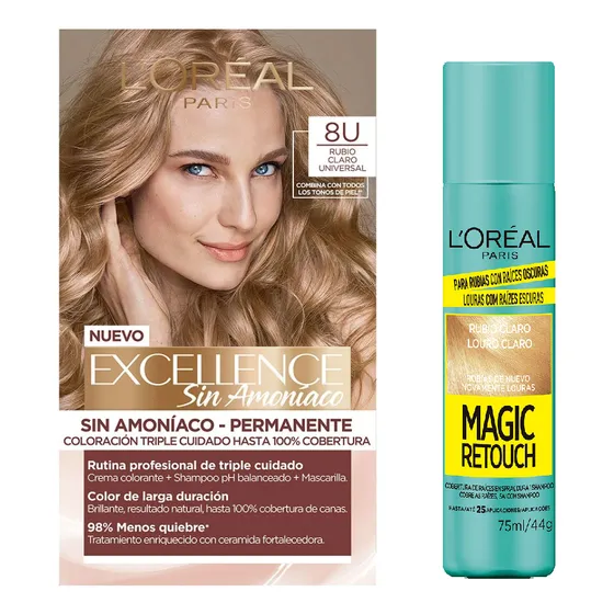 Pack L'oréal Paris Exellance Rubio Claro + Magic Retouch Dar 8u Rubio Claro