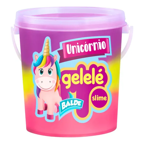 Slime Unicornio Balde Grande 457g Perolado Colorido Rosa Azu