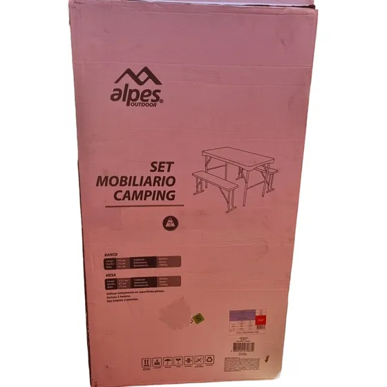 1 Mesa 113x61x71 + 2 Bancos 90x21x41 Alpes 100kg Blanco 