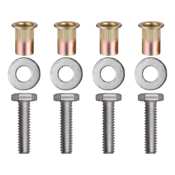 4 Tuercas Remache Rivet Nut 5/16   Con Tornillos Y Arandelas