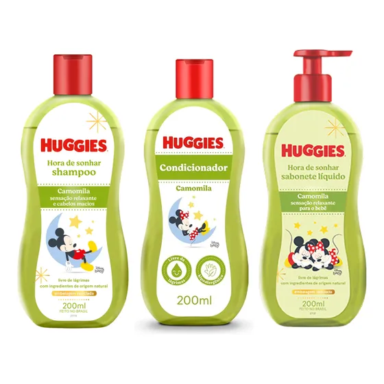 Kit Huggies Chá De Camomila Shampoo + Condicionador + Sabone