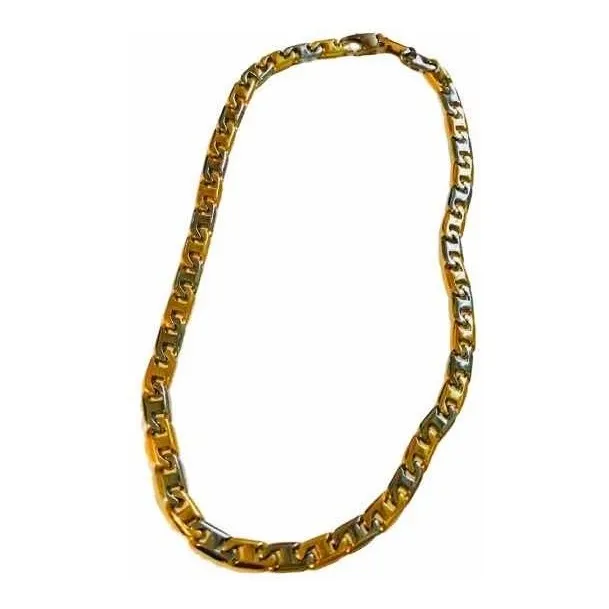 Cadena Acero Inoxidable Gruesa Dos Tonos Tipo Cartier Hombre