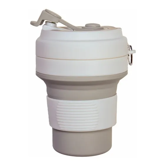 Vaso En Silicona Plegable Viajero Con Tapa Y Sujetador