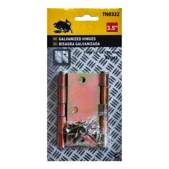 4 Bisagra Galvanizada Zincada 4pc 3.5 Pulgadas + 24 Tornillo