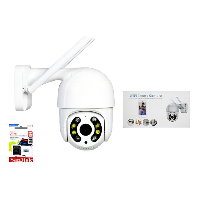 Câmera Segurança Ip Prova D'água Audio Icsee + Cartão 64gb Cor Branco Câmera Segurança Ip Prova D'água Audio Icsee + Cartão 64gb Cor Branco