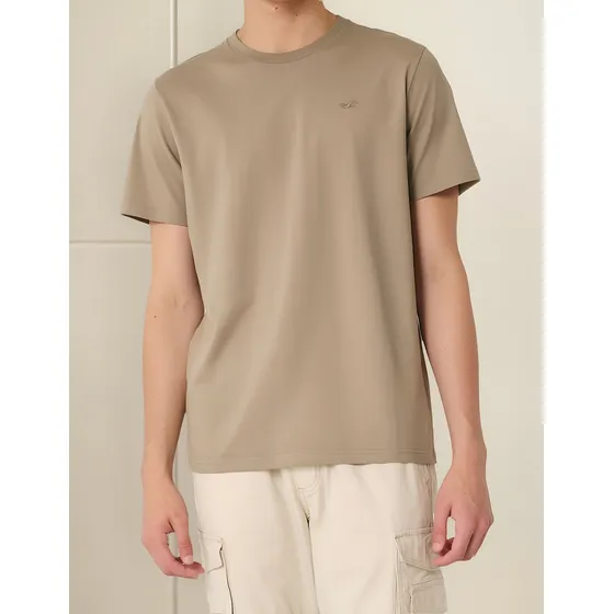 Camiseta Hollister Core Fit 100% Algodão Marrom Claro