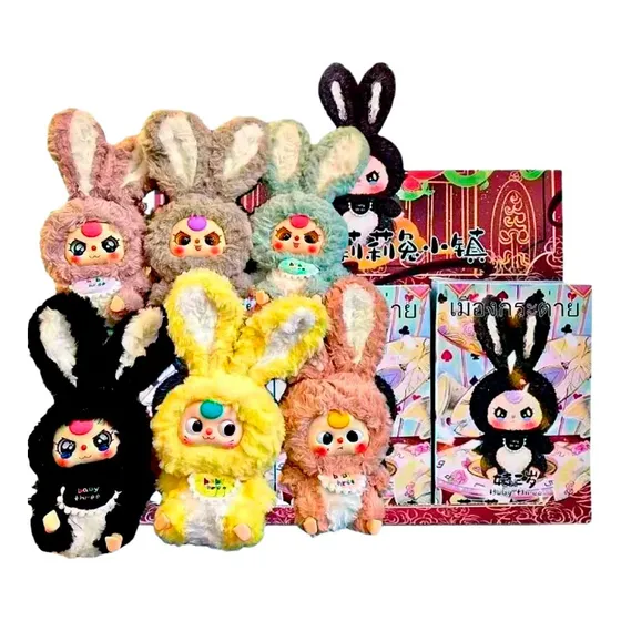Labubu Oso Peluche Sorpresa 13 Cm Índigo Llavero Niño Niña Baby Three Rabbit