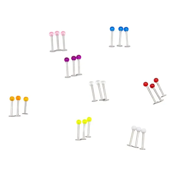 Piercing Lbret Acrilico Uv Color 1.2x10x3 Mix Colores 20 Und