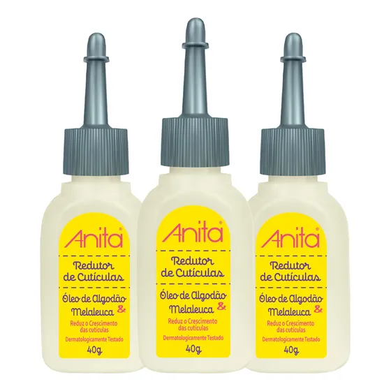 Kit 3 Redutor De Cutículas Óleo De Algodão E Melaleuca Anita