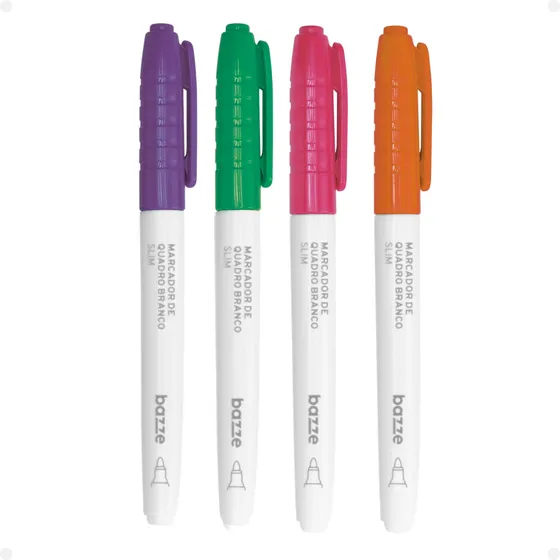 Marcador Pincel Para Quadro Branco Slim 4 Cores Ponta Média
