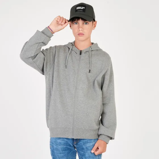 Campera Niño Kevingston Cover Canguro Lisa Gris