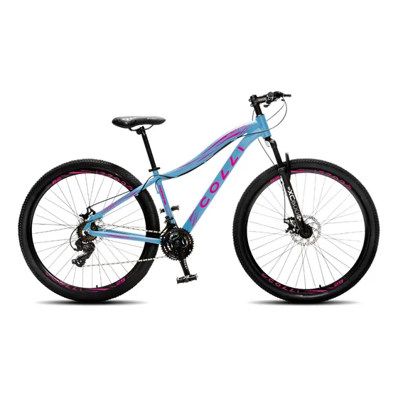 Bicicleta Colli Eudora Aluminio Aro 29 Disco-shimano 21v Cor Azul champanhe com rosa neon Tamanho do quadro 15,5