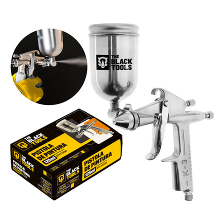 Pistola De Pintura Aerógrafo K3 De Gravidade Bico 0.5mm 125 Ml Btpt1200 The Black Tools Pistola De Pintura Aerógrafo K3 De Gravidade Bico 0.5mm 125 Ml Btpt1200 The Black Tools