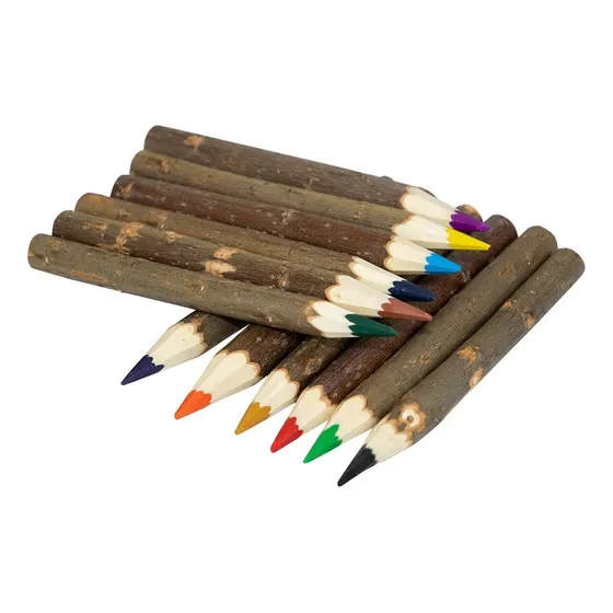 10 Lápis De Cor Feitocom Tronco De Árvores - Tam. 15cm