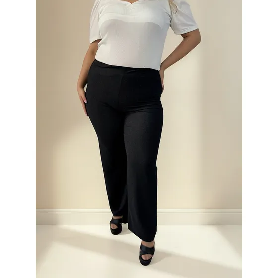 Pantalón Palazzo Lurex Fiesta Talles Grandes Plus Size
