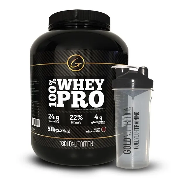 Proteina + Vaso - 100% Whey Pro 5 Lb + Shaker Gold Nutrition Sabor Vainilla