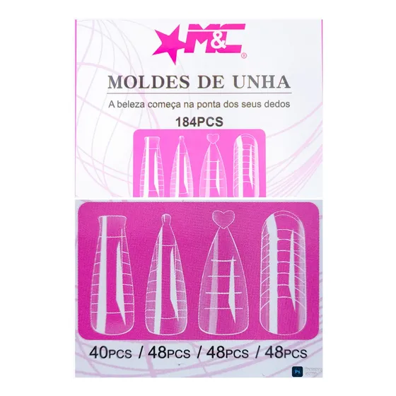 Molde F1 Unhas 4 Formatos Quadrada Stiletto Bailarina Almond