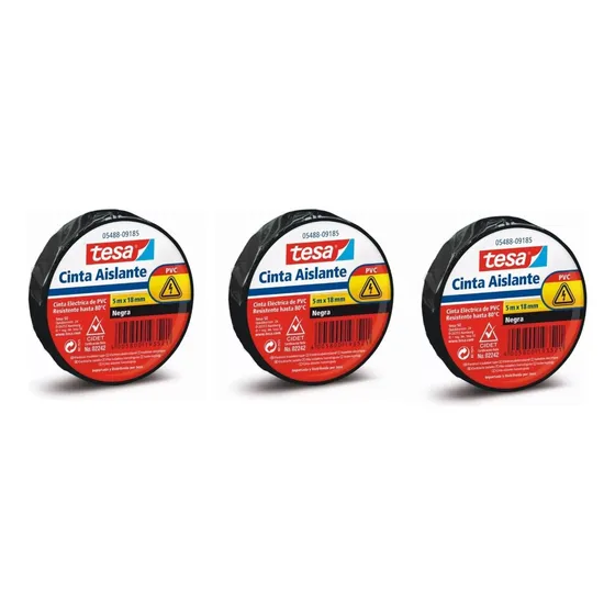 Cinta Aislante Tesa Negra 18mmx5mt  X 3und