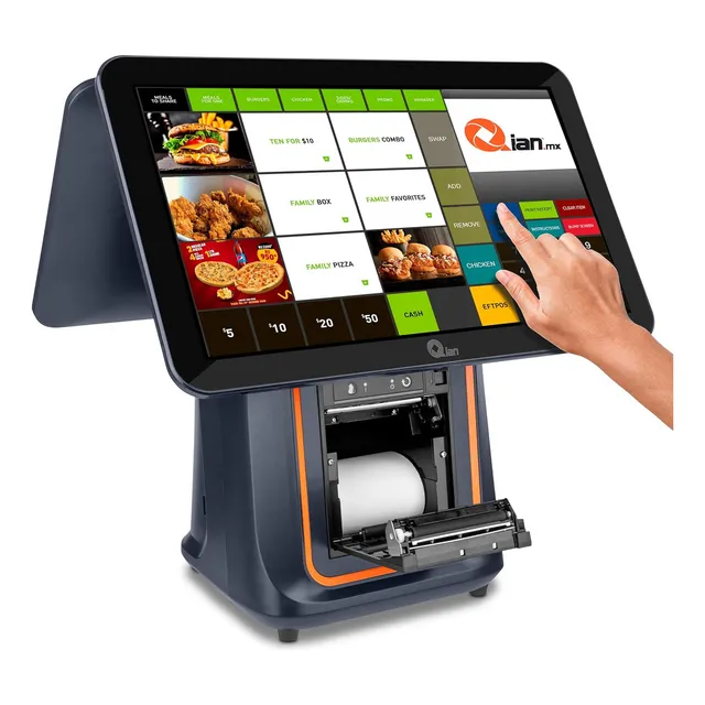 Qian Impresora Termica Con Lecto De Codigo De Barras, Pantalla Touch 15.6 , 80 Mm, Android 11, 1D/2D Wifi/Bluetooth/Rj-45, Para Punto de Venta, Restaurante, Tiendas, Qos-a09tc-01