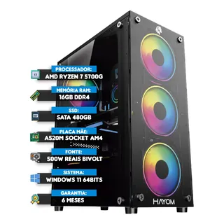 Pc Gamer FĂĄcil Pulse Amd Ryzen 7 5700g Radeon Vega 8 Ssd 480gb 16gb Ddr4 Fonte 500w - Pgf-0150pu Pc Gamer FĂĄcil Pulse Amd Ryzen 7 5700g Radeon Vega 8 Ssd 480gb 16gb Ddr4 Fonte 500w - Pgf-0150pu